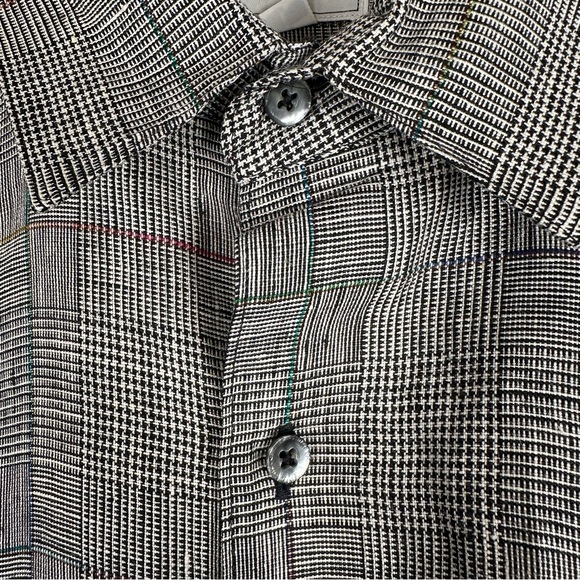 Vintage Saks Fifth Avenue Pure Linen Check Houndstooth Shirt - Picture 7 of 8